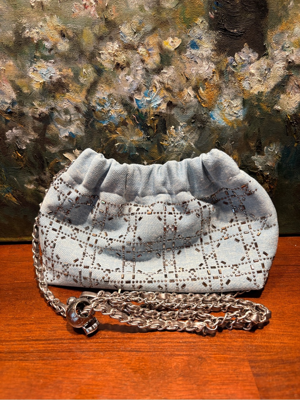Denim Light Blue Chain Shoulder/Crossbody Mini Bag